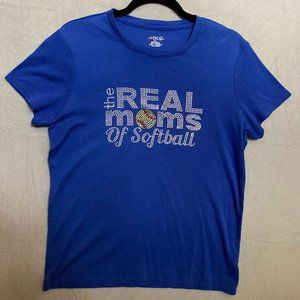 Dazzling Softball Mom Womens Size XL Tshirt Blue